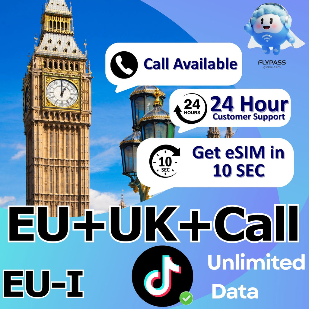 eSIM for UK, Europe & Turkey (EU-i) 1-30 Days Unlimited Data