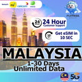 Malaysia eSIM 1-30 Days Unlimited Data丨Daily Data Plan丨Total Data Plan