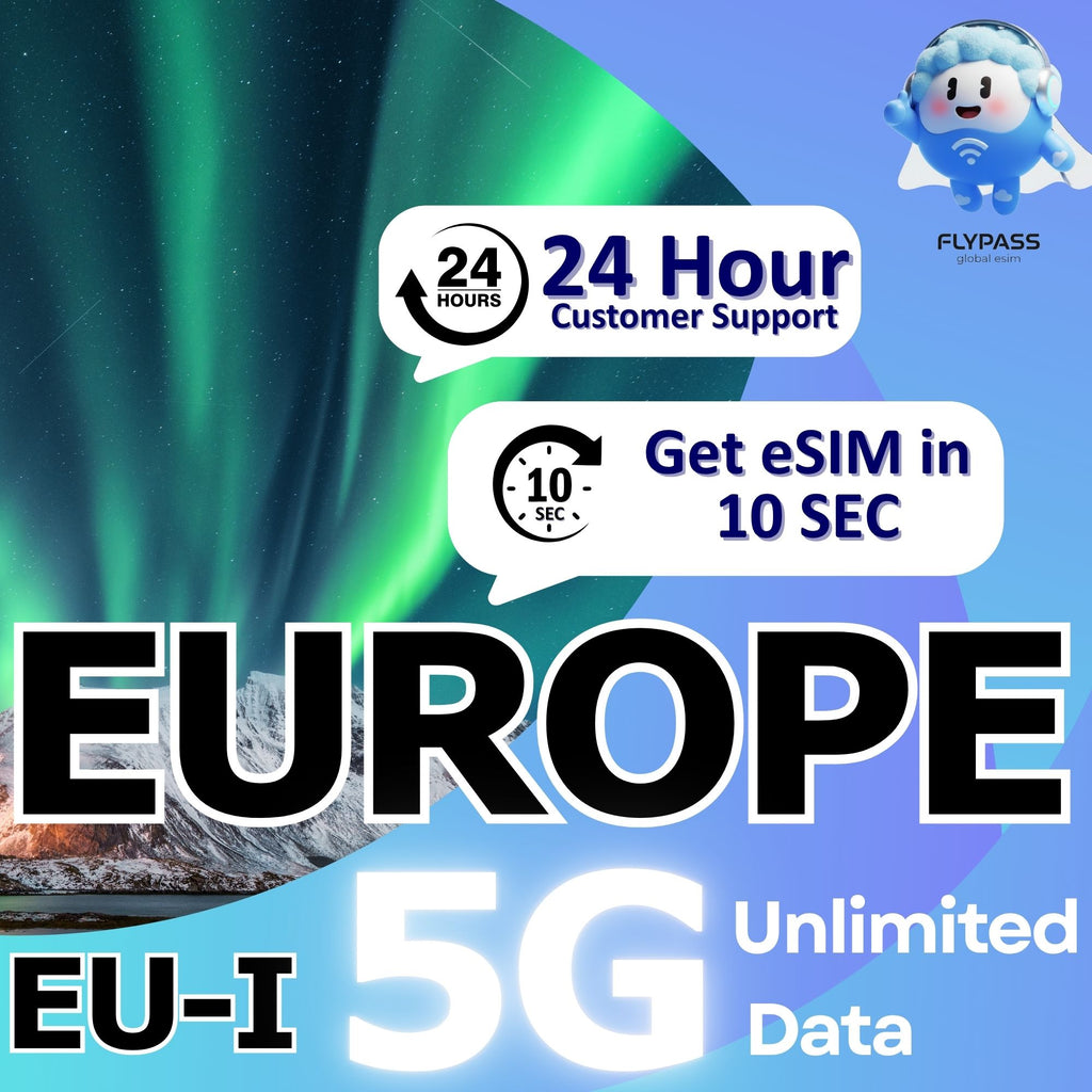 eSIM for Europe & Turkey 3-30 Days Unlimited Data  (EU-I)