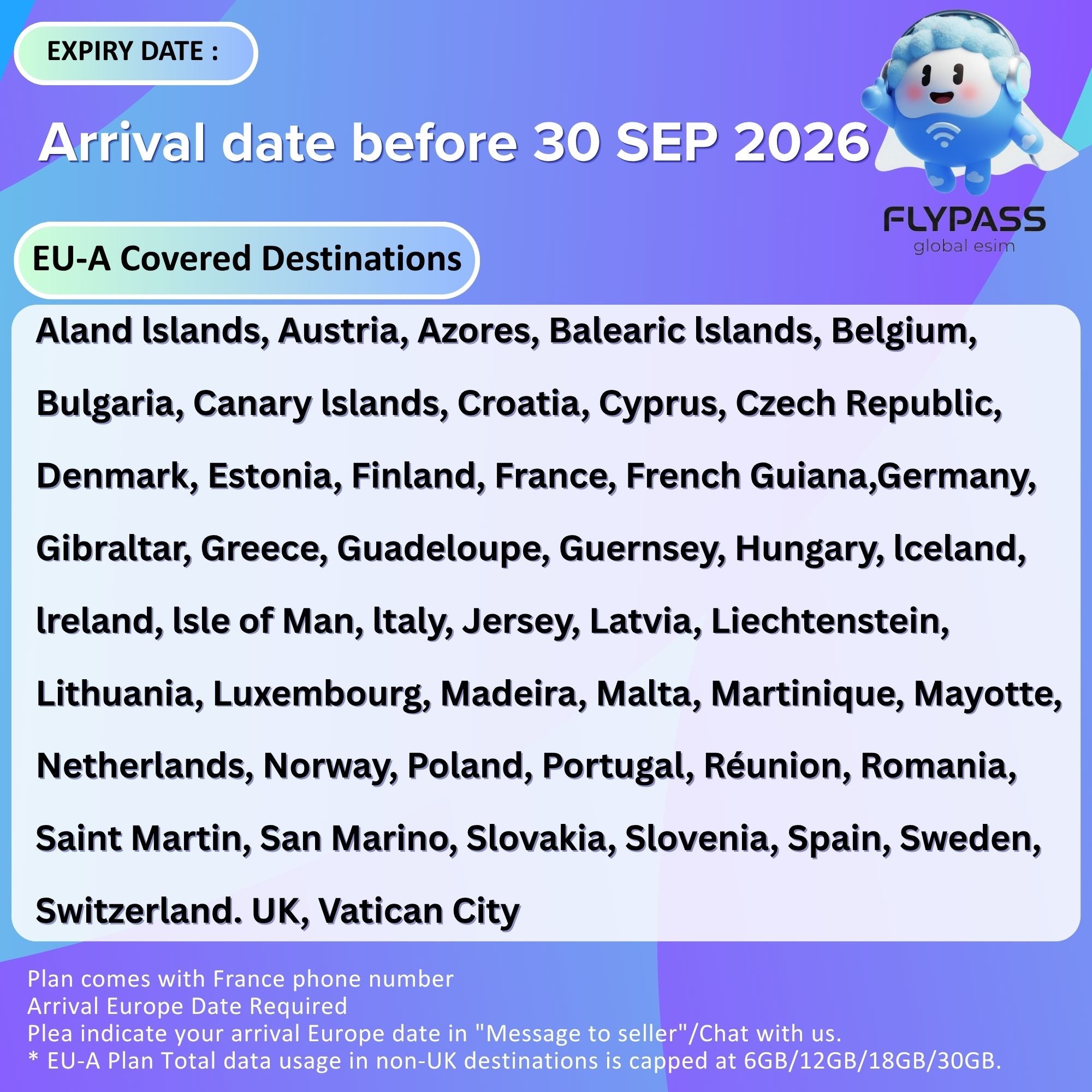 eSIM for UK, Europe & Turkey (EU-i) 1-30 Days Unlimited Data