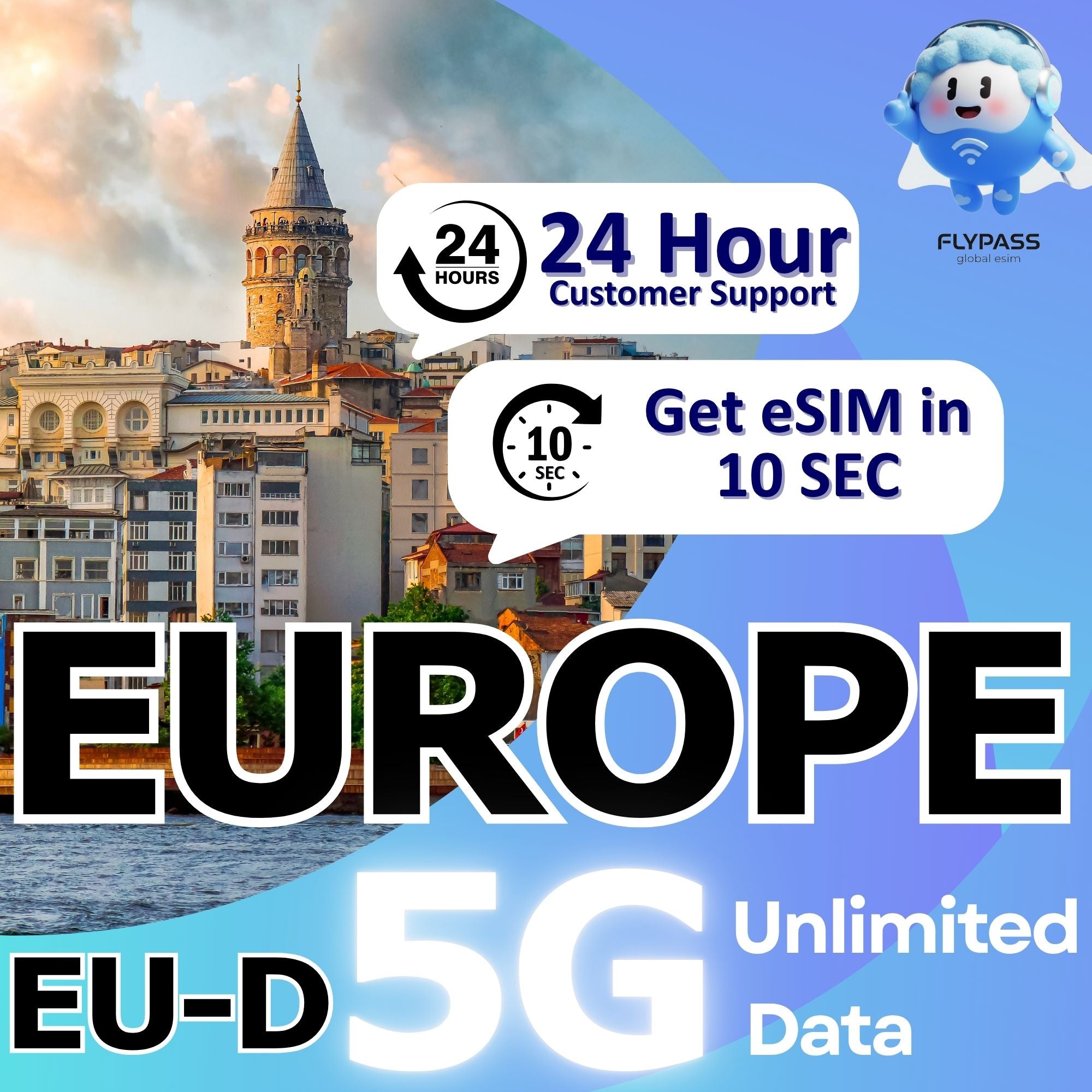 eSIM for Europe (EU-D) 1-30 Days Unlimited Data - Include Turkey/Balkans*