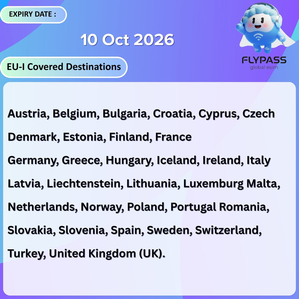 eSIM for Europe & Turkey 3-30 Days Unlimited Data  (EU-I)